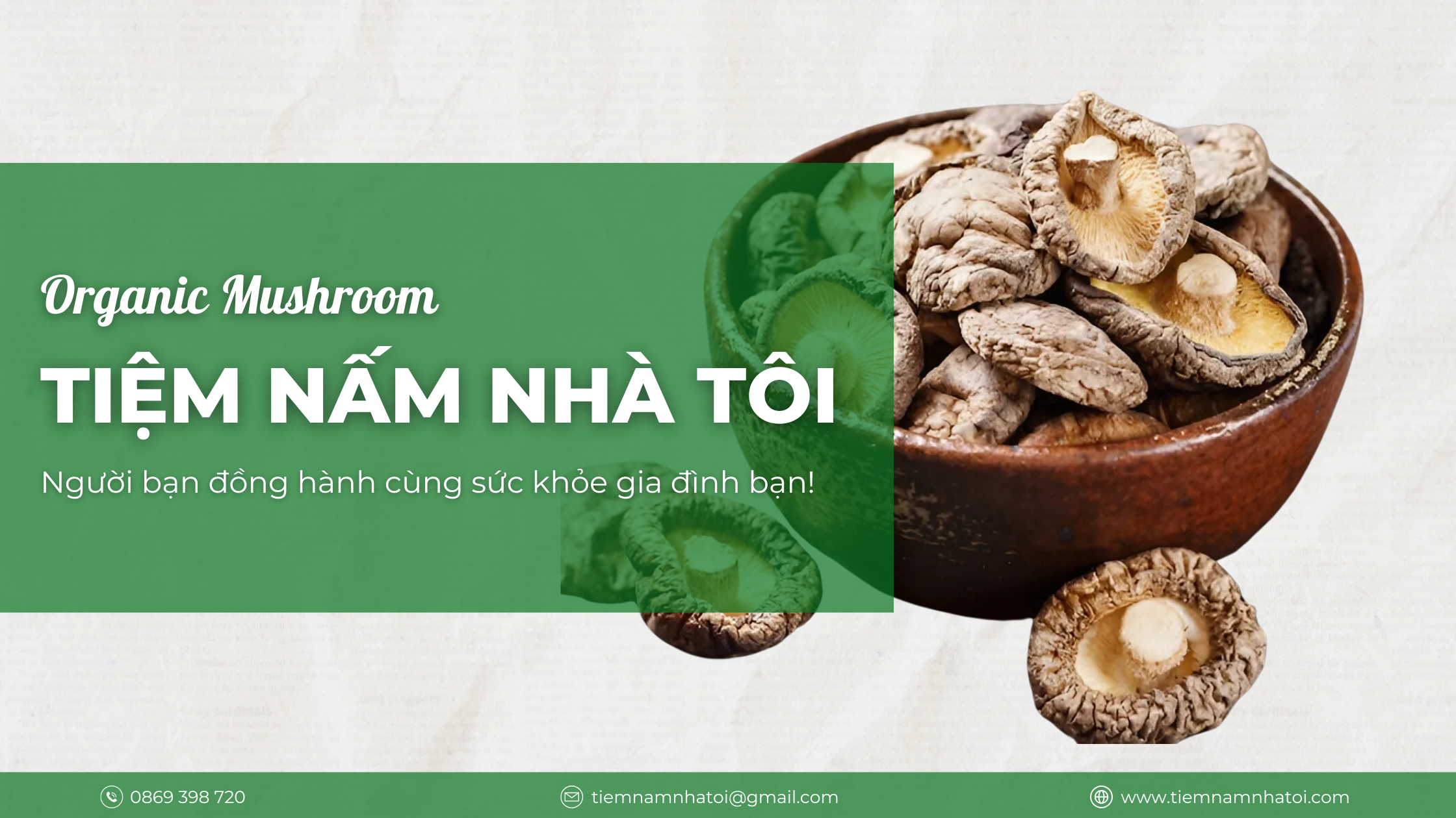 Nấm hữu cơ chất lượng từ Tiệm Nấm Nhà Tôi